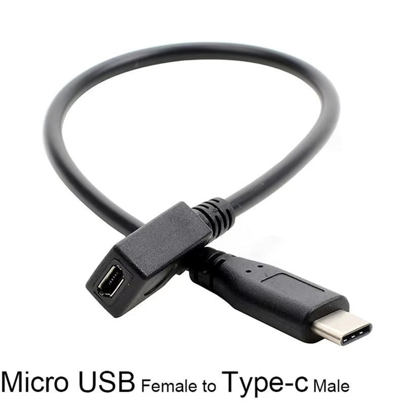 Micro USB Female to USB-C 3.1 Type-C Male Converter Cable Adapter OTG Connector Cable 27Cm