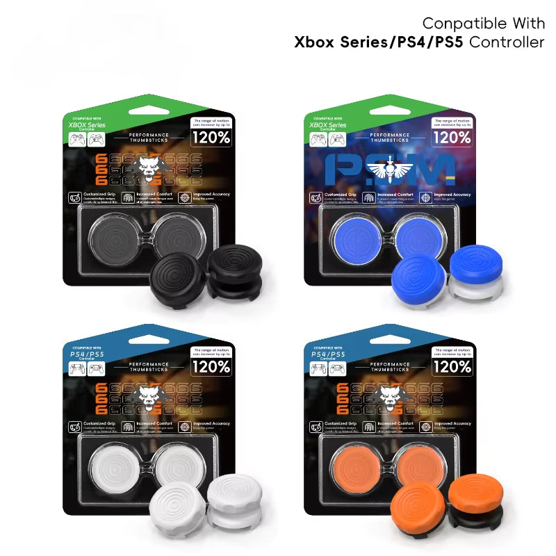 2-Pack Thumb Stick Grips with High/Low Caps for Ps4/Ps5/Xbox Controller Hand Grip Extenders