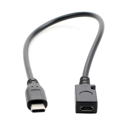 Micro USB Female to USB-C 3.1 Type-C Male Converter Cable Adapter OTG Connector Cable 27Cm
