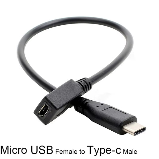 Micro USB Female to USB-C 3.1 Type-C Male Converter Cable Adapter OTG Connector Cable 27Cm
